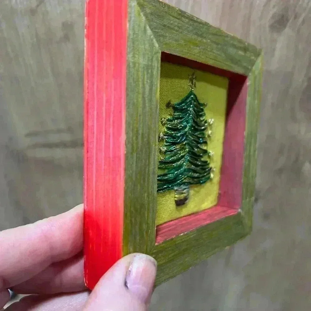 Handcrafted Green Christmas Tree Wall Art